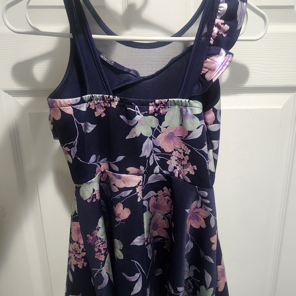 h.i.p. Navy Floral Kids Dress with Ruffle - Picture 3 of 4
